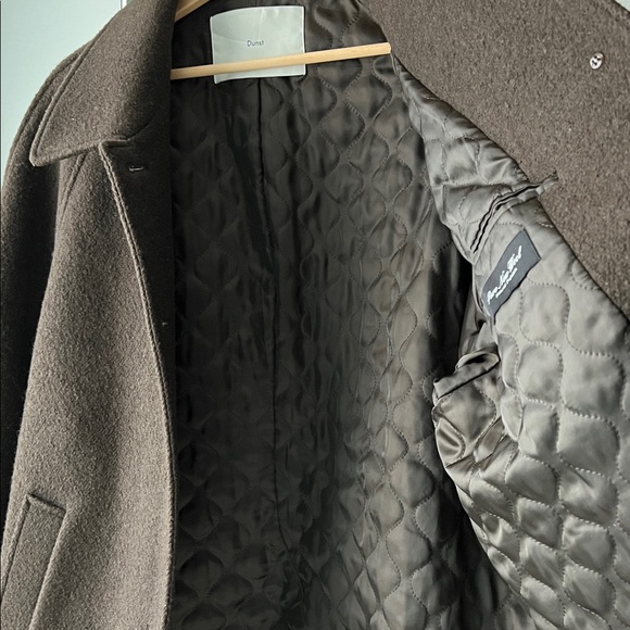 Dunst Boucle Wool Half Coat Brown Relaxed Loose Fit Gold Button Wool Coat Jacket - Picture 7 of 10